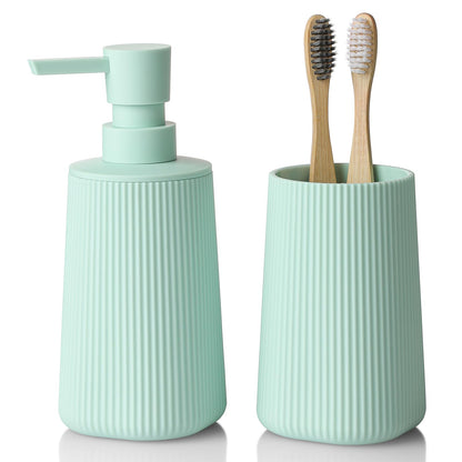 YAUKPH Bathroom Soap Dispenser and Toothbrush Holder Striped Black