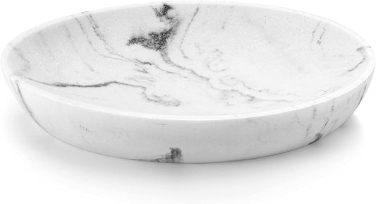 Luxspire Oval Soap Dish, Resin soap Holder for Bathroom, Gravel White