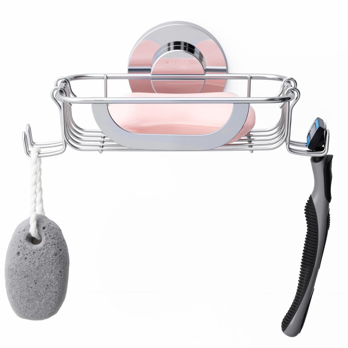 Soap Holder,Soap Dish,Suction Cup,with Hooks,Stainless Steel,Black