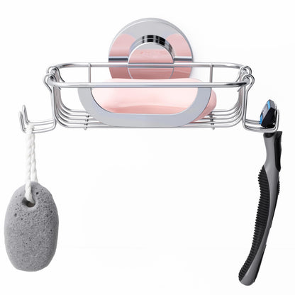 Soap Holder,Soap Dish,Suction Cup,with Hooks,Stainless Steel,Black
