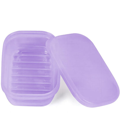 Quatish Leakproof Soap Dish with Lid & Draining Layer, Shatterproof Travel Bar Soap Holder Case Container, Portable Travel Size Toiletries Essentials for Camping, Gym, Bathroom, Black