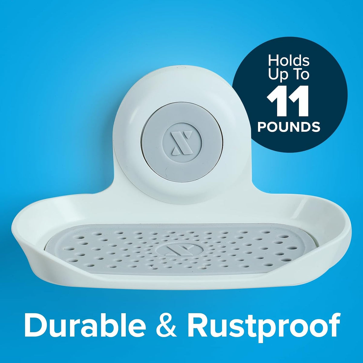 SlipX Solutions Strong Hold Suction Cup Soap Dish for Shower, White