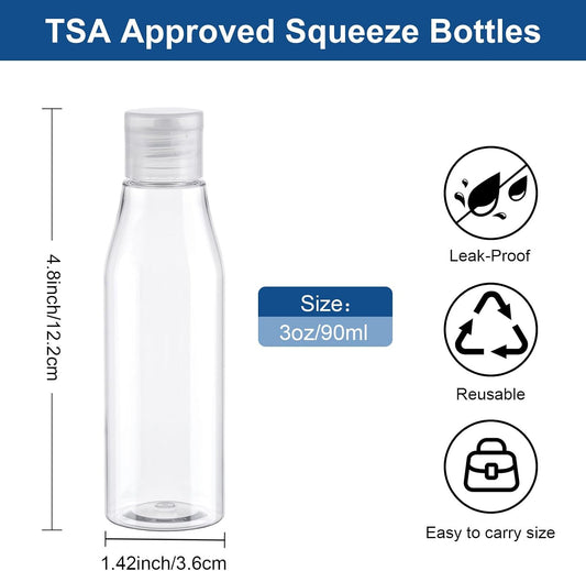 Travel Bottles for Toiletries 6 Pack 3oz/90ml Travel Size Toiletry Bottles