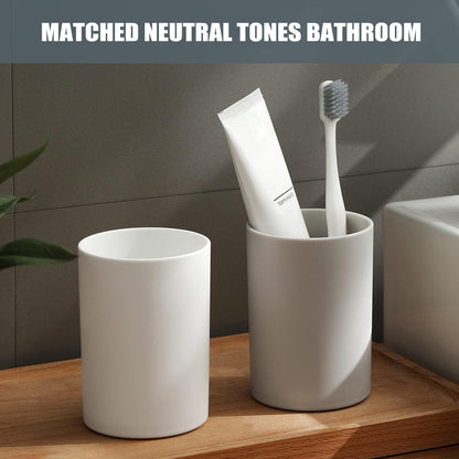 Bathroom Tumbler Cup 10.5oz Reusable Unbreakable Toothbrush Cup 300ml Mouthwash Cups Plastic Easy to Clean Bathroom Cup Toothbrush Holder Adequate for Your Bathroom (PP, white2)