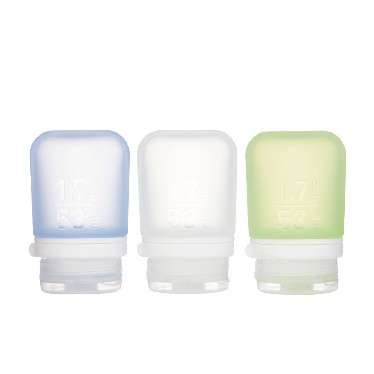 humangear GoToob+ 3-Pack, Small (1.7 fl oz), Clear/Purple/Teal