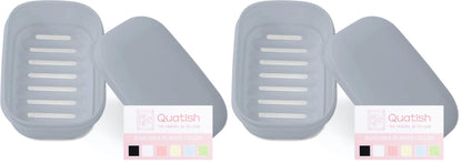 Quatish Leakproof Soap Dish with Lid & Draining Layer, Shatterproof Travel Bar Soap Holder Case Container, Portable Travel Size Toiletries Essentials for Camping, Gym, Bathroom, Black