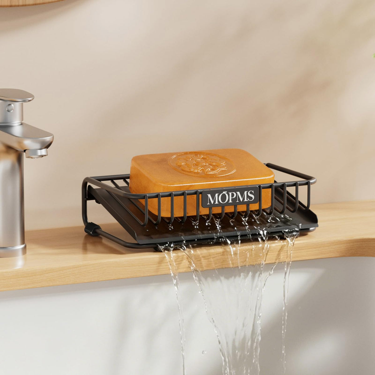 MOPMS Self Draining Soap Dish, Carbon Steel Bar Soap Holder for Shower