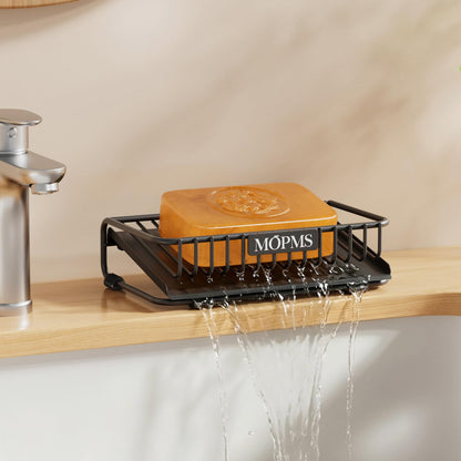MOPMS Self Draining Soap Dish, Carbon Steel Bar Soap Holder for Shower