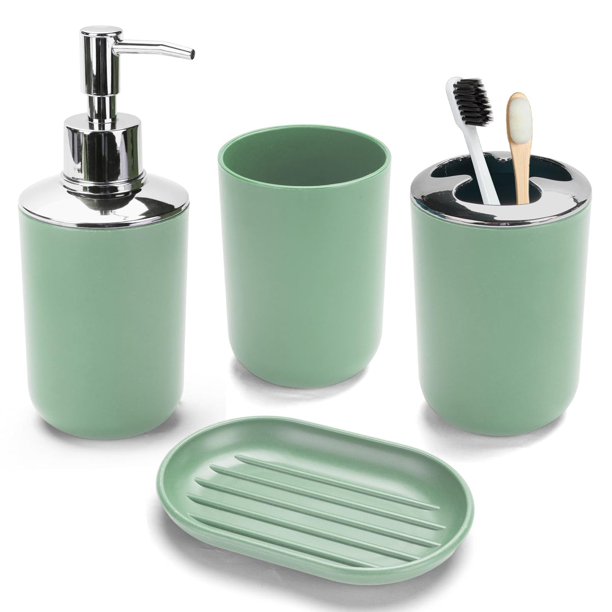 4PCS White Bathroom Accessories Set, Modern Bahtroom Decor Set