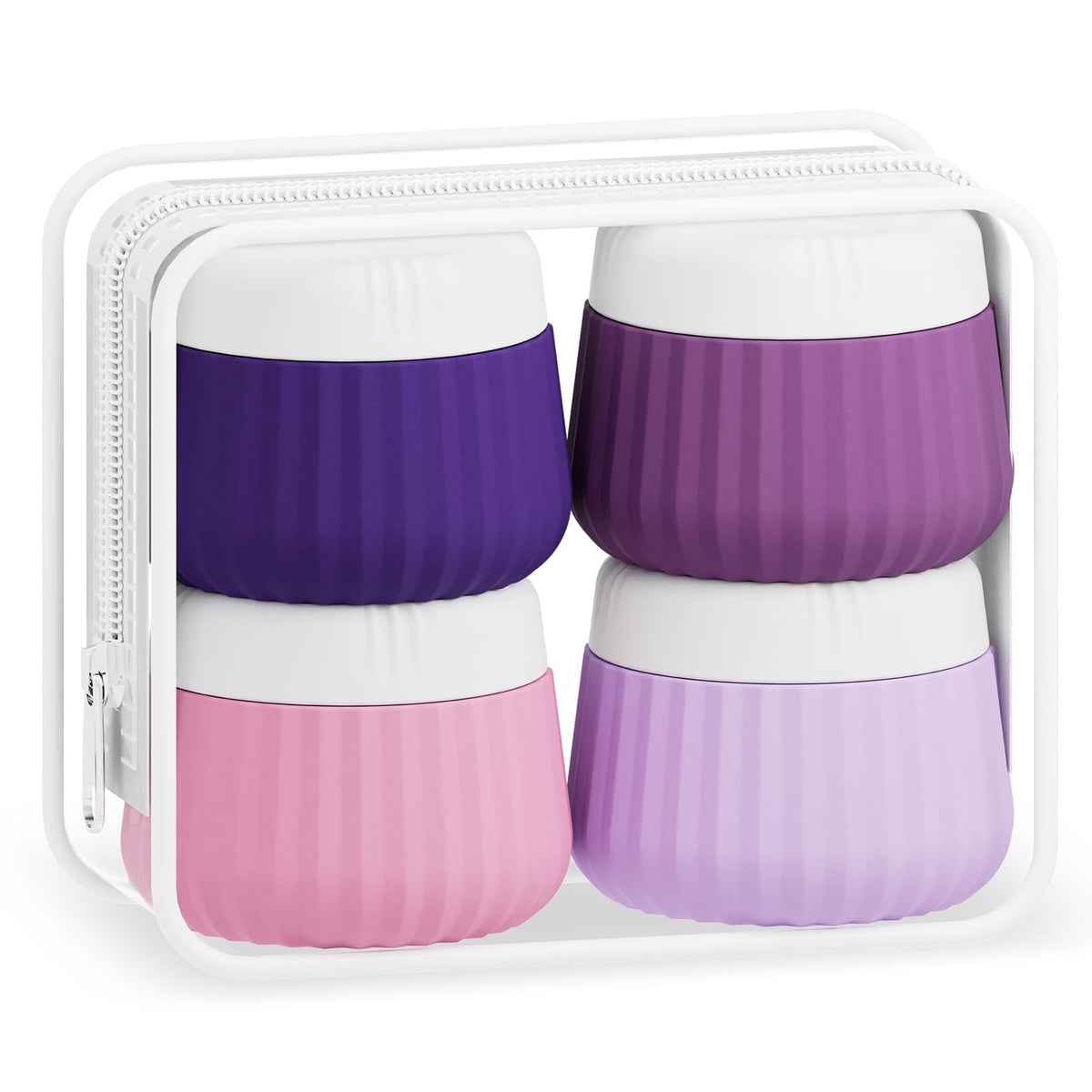 Mrsdry Travel Containers for Toiletries 4 Pack, TSA Approved Travel Size Toiletries, Portable Size Containers, With Clear Bag Leak Proof Silicone Jars, Essentials Creams Jars Carrying Small Items
