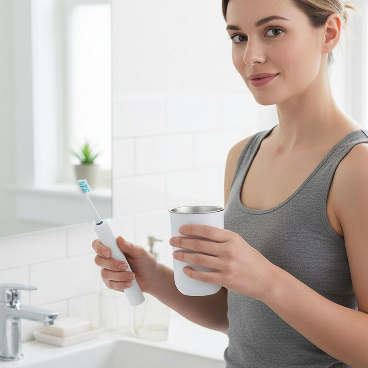 Stainless Steel Mouthwash Cups, 12oz/350ml White Metal Drinking Cup Toothbrush Cup Reusable Drinkware Home & Outdoor Activities Tumbler Cups for Coffee Bathroom office and Travel