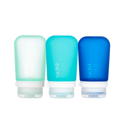 humangear GoToob+ 3-Pack, Small (1.7 fl oz), Clear/Purple/Teal