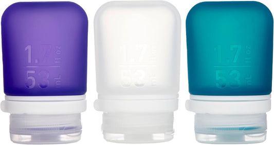 humangear GoToob+ 3-Pack, Small (1.7 fl oz), Clear/Purple/Teal