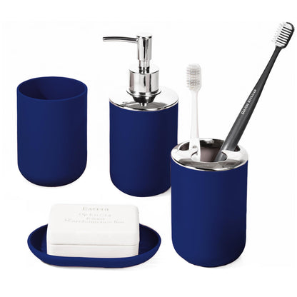 Bathroom Accessory Set, 4 Pcs Black Plastic Bathroom Set