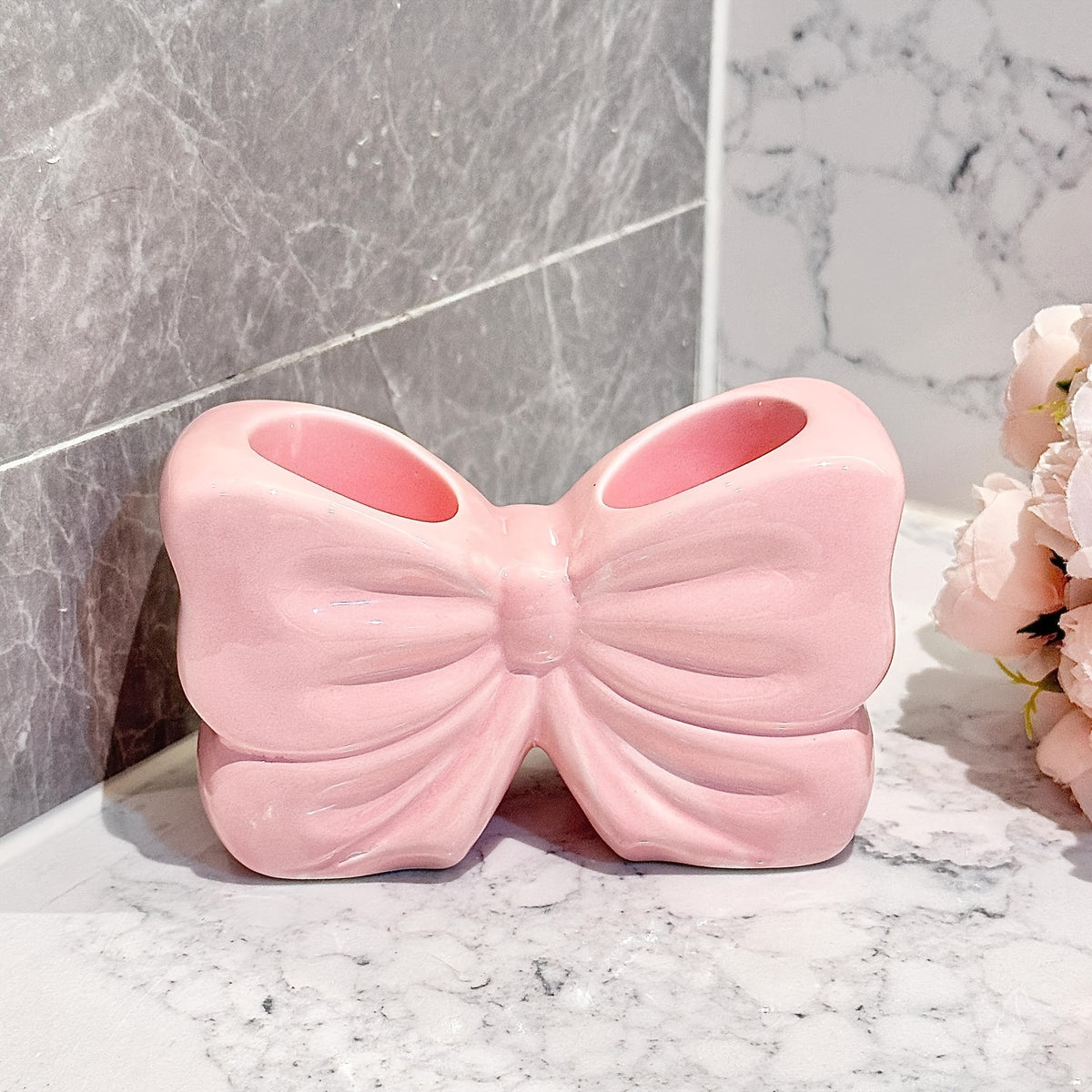 Cute Creative Bowknot Toothbrush Cup, Washroom Toiletries, Bathroom Mouthwash and Toothbrush Storage Cup, Toothbrush Holder