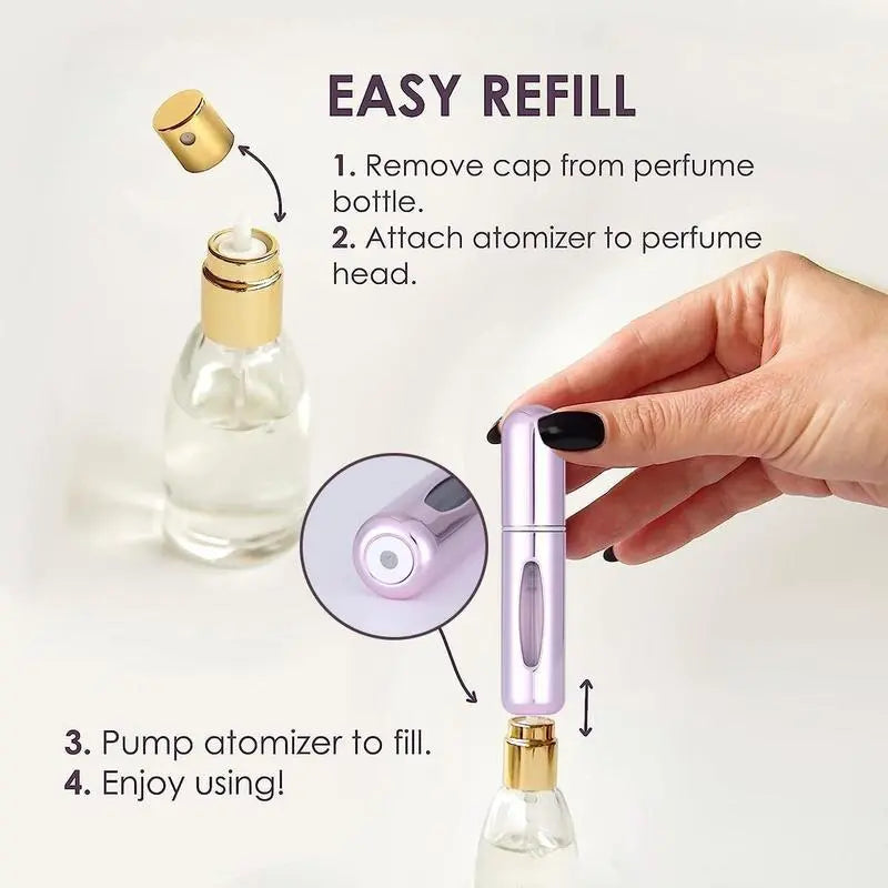 Sturdy Aluminum Refillable Perfume Atomizer Set, 4-Pack 5ml Mini Size Leak-Proof Cosmetic Containers, 4-Piece Travel Spray Bottles for Unisex Fragrance/Cologne, Father's Day Men's Gifts,sohochic