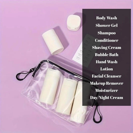 5pcs Travel Cream Dispenser Bottles Set Travel Bottles Toiletry Containers Set, Travel Essentials Organizer Organiser, Travel Bottle Kit, Portable Storage Bottles