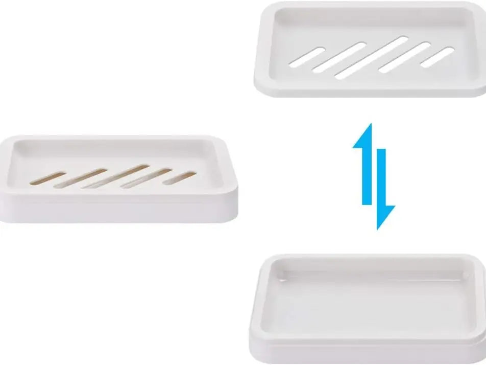 2PCS Gray Draining Soap Dishes Set with Water Tray - Bathroom Accessories, Non-Slip Soap Saver & Sponge Holder, Easy-to-Clean Case for Kitchen & Bathroom Counter Dryness