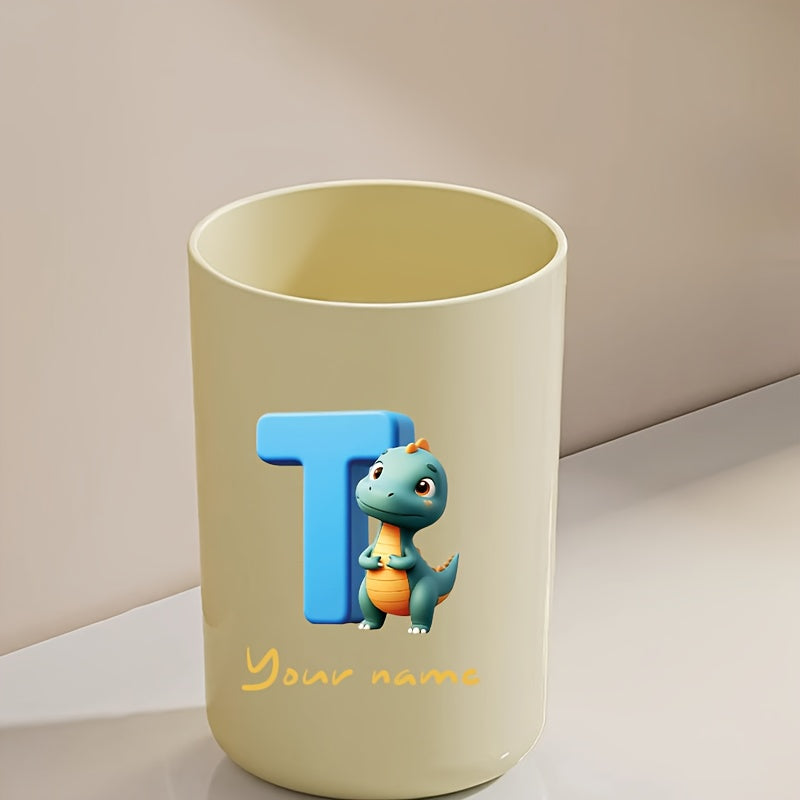 Customized Name Water Cup, Personalized Toothbrush Cup, Creative Dinosaur Letter Print, Couple Solid Color Mouthwash Cup, Holiday Camping Necessities, Suitable for Home, Travel and School, Personalized Gifts for Friends and Partners.