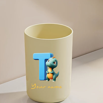 Customized Name Water Cup, Personalized Toothbrush Cup, Creative Dinosaur Letter Print, Couple Solid Color Mouthwash Cup, Holiday Camping Necessities, Suitable for Home, Travel and School, Personalized Gifts for Friends and Partners.