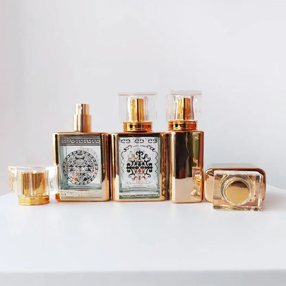 4pcs 30ML High-End Artistic UV Engraved Glass Spray Bottles, Refillable Spray Bottles, Cosmetic Dispenser Bottles, Toners, Press Down Bottles, Serums, Foundation Bottles