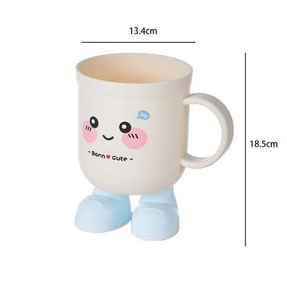 Creative Plastic Cartoon Tall Mouthwash Cup, Cute Drop‑Resistant Washing Cup for Daily Bathroom Use