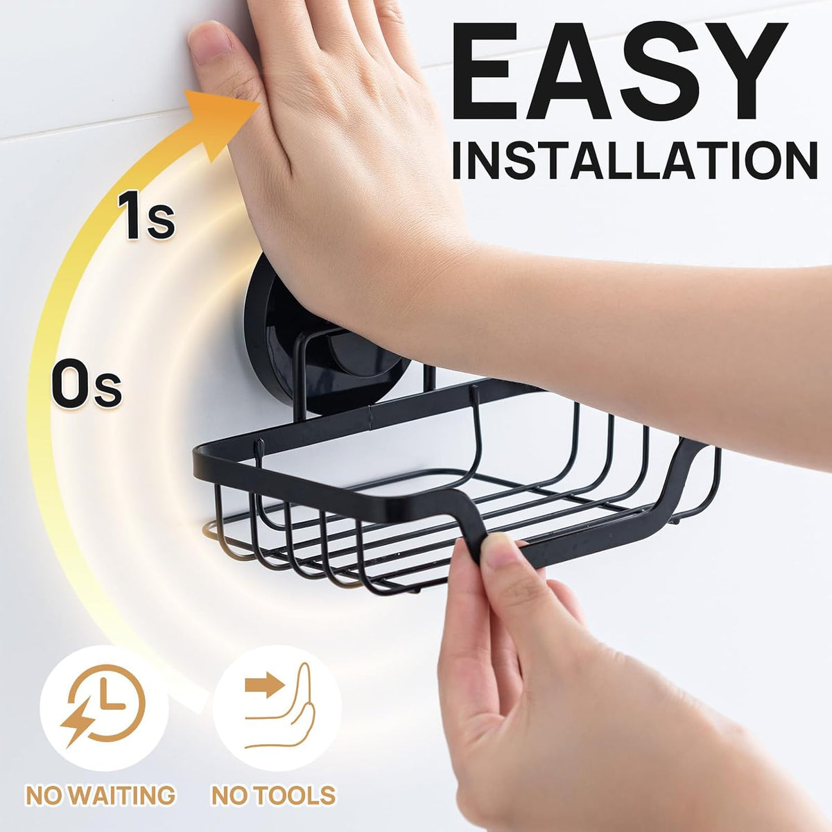 LEVERLOC Soap Dish, Soap Bar Holder for Shower Suction Cup Wall Mounted