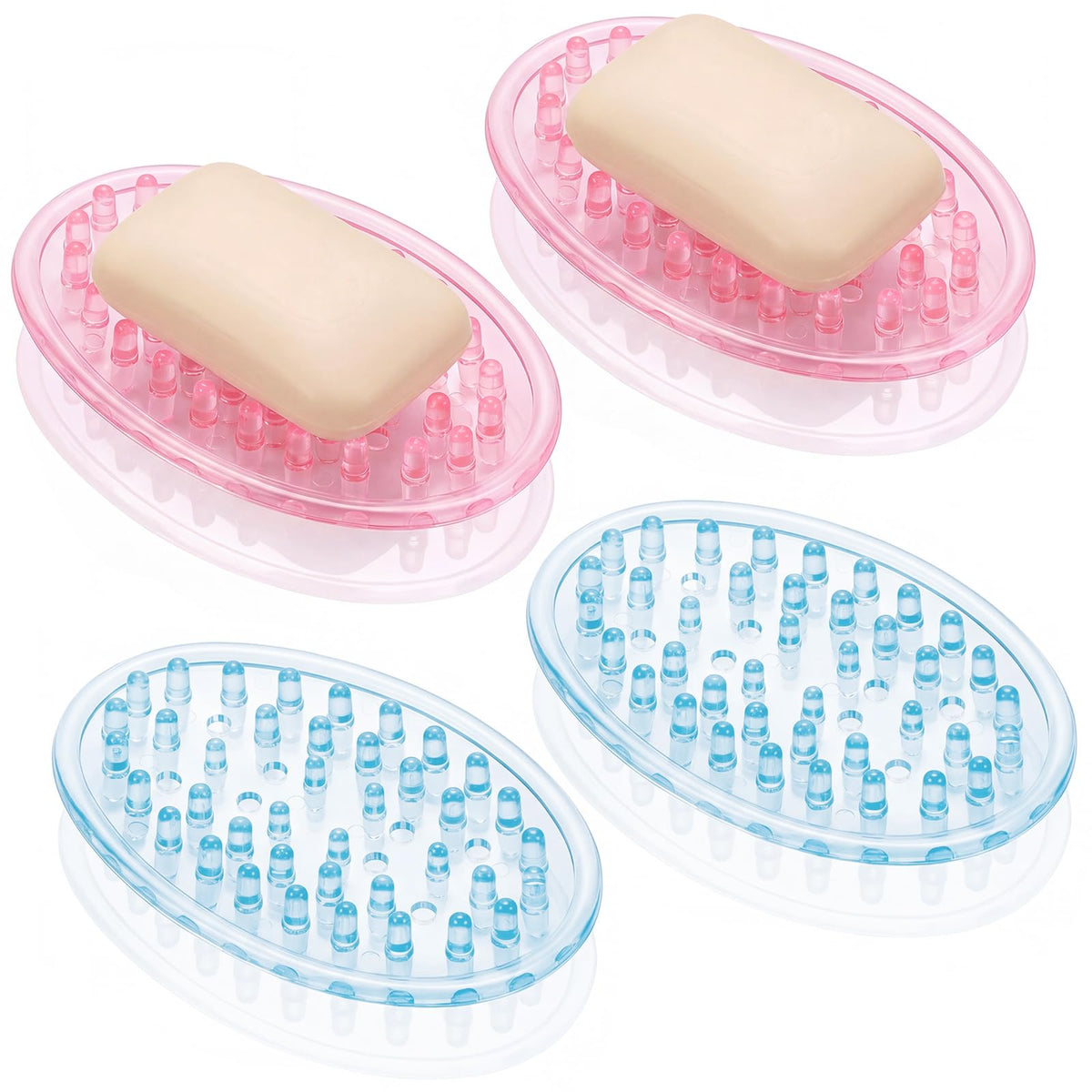 2 Pcs Soap Dish with Holes for Kitchen Bathroom, Clear