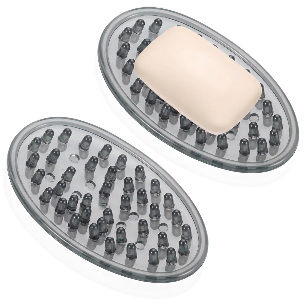 2 Pcs Soap Dish with Holes for Kitchen Bathroom, Clear