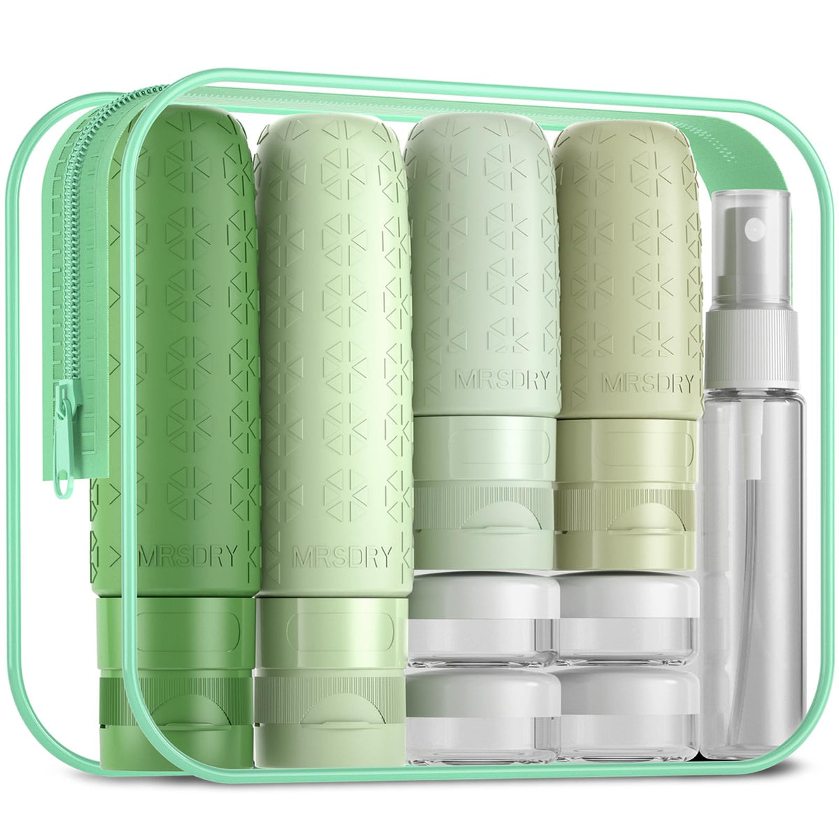 Mrsdry Travel Size Toiletries, TSA Approved Silicone Travel Containers for Toiletries, Leak Proof Refillable Liqus Shampoo And Conditioner travel Essentials toiletry Bottles (18 Pack)