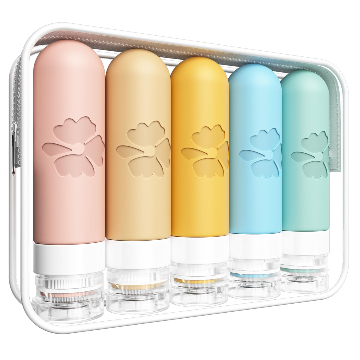 Quatish Travel Bottles for Toiletries 6 Pack, Original Patented Leakproof 3 oz Tsa Approved Travel Size Containers, BPA Free Silicone Shampoo and Conditioner Bottles, Camping Essentials