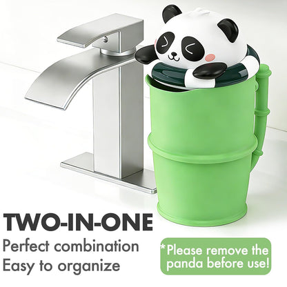 Baby Bath Rinse Cup with Panda Bath Toy for Rinsing Hair, Wide Curved Opening Gentle Waterfall Rinser with Easy Grip Handle to Toddler Tear-Free (32OZ)