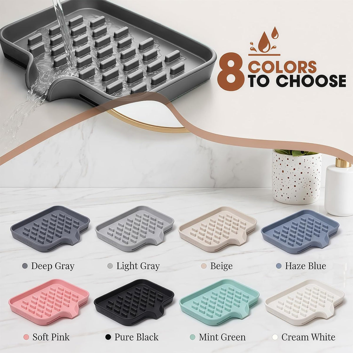 CAKETIME 2 Pack Silicone Soap Dish with Drainage Holes for Bathroom Shower Caddy Kitchen Counter Bar Sponge Holder Drying Rack Sink Organizer Essentials Apartment Home Household Must Haves 2026