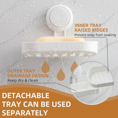 LEVERLOC Soap Holder, Soap Dish for Shower, Suction Cup Bar Soap Holder