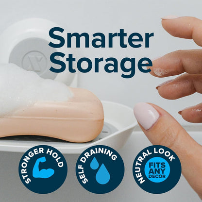 SlipX Solutions Strong Hold Suction Cup Soap Dish for Shower, White
