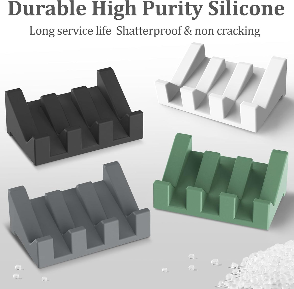 Silicone Soap Dish Set,3PCS Self Draining Soap Holder for Bar Soap