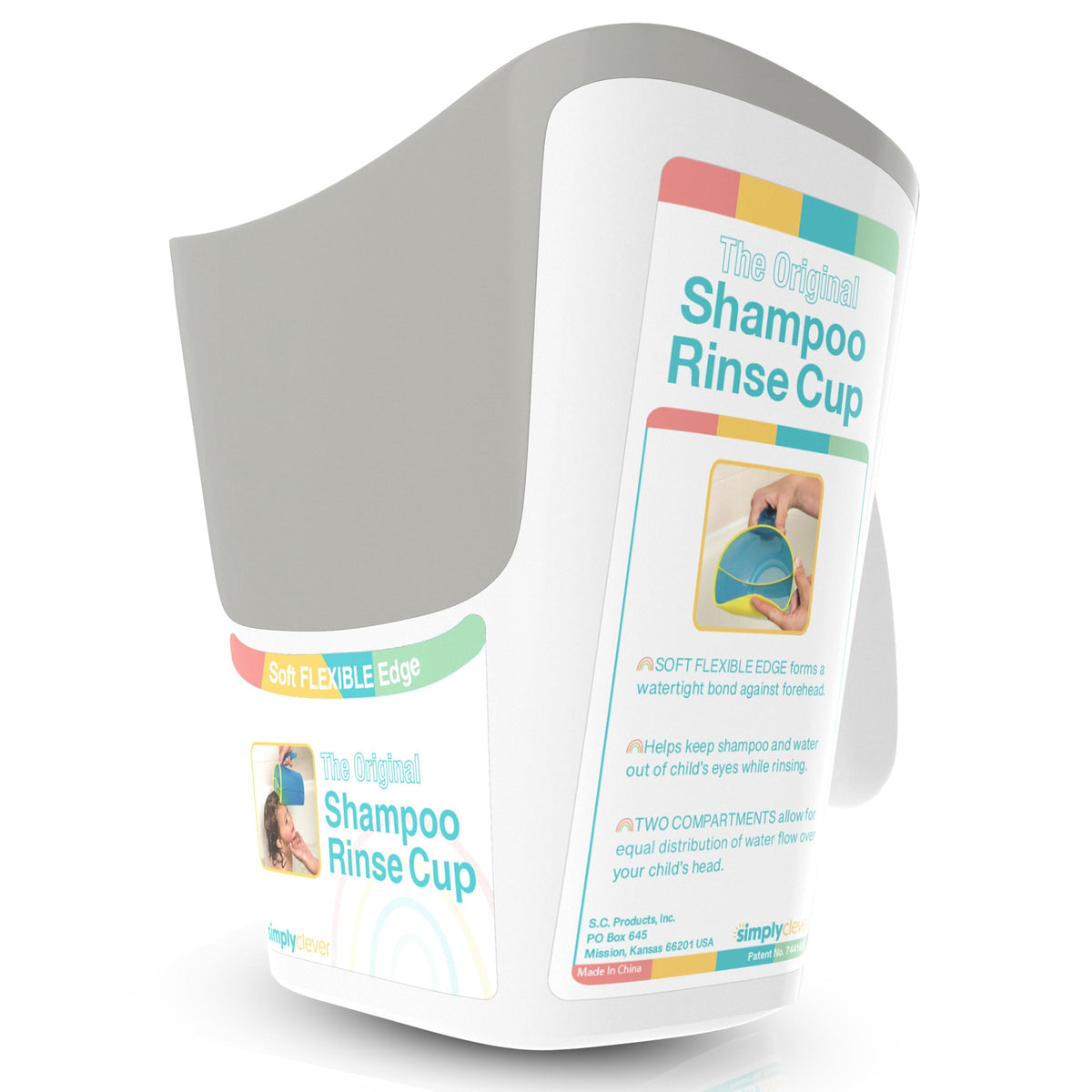 Tear-Free Bathing Experience with Rinse Cup - Soft Flexible Edge, Comfortable Handling & 40 Oz Capacity