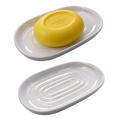 Ceramic Marble Pattern Soap Dish, Textured Raised Soap Saver Tray for Shower Bathroom Kitchen Sink Vanity, Easy to Clean Multi-Use Holder for Bar Soap Jewelry Rings Keys, White (1 Pack)