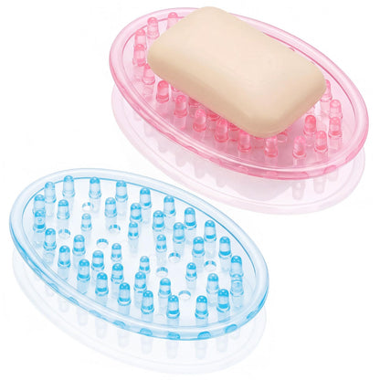 2 Pcs Soap Dish with Holes for Kitchen Bathroom, Clear
