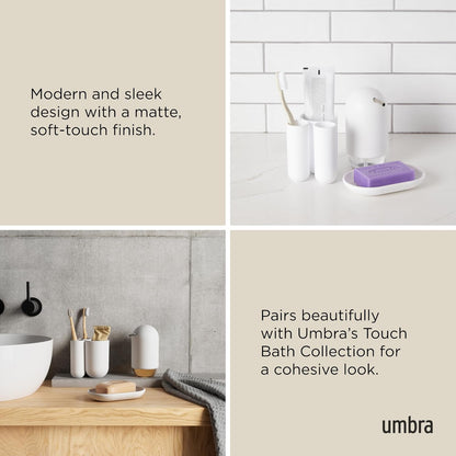 Umbra Touch Soap Dish, Plastic Soap Holder with Drainage, White