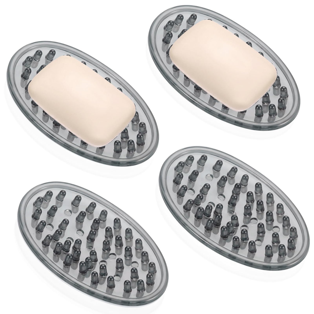 2 Pcs Soap Dish with Holes for Kitchen Bathroom, Clear