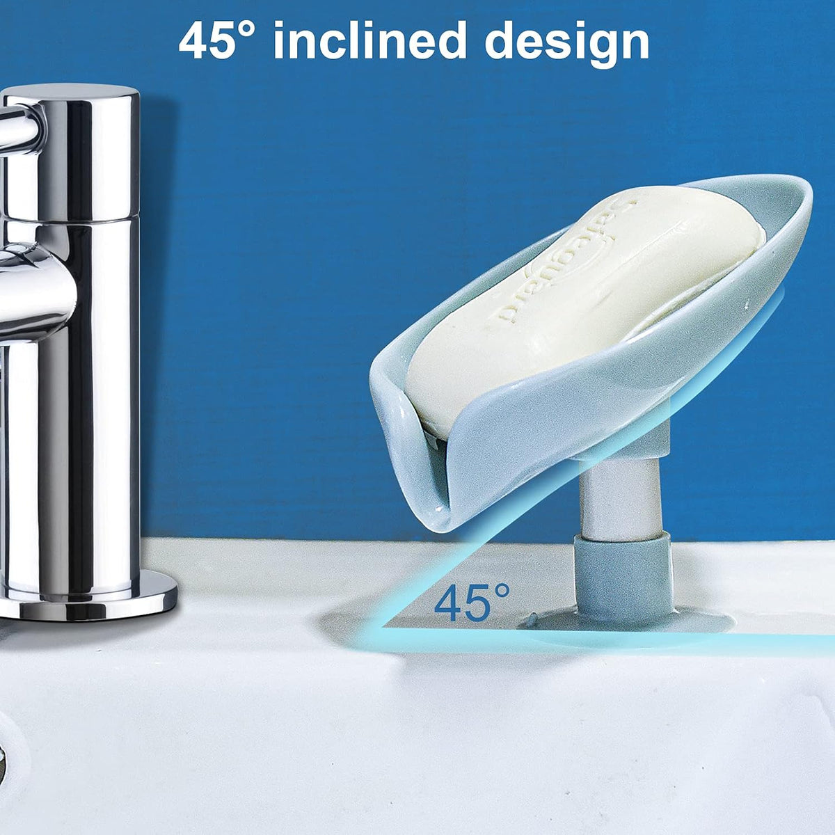 2 Pack Soap Holder Leaf-Shape Self Draining Soap Dish Holder, Not Punched Easy Clean Bar Soap Holder, with Suction Cup Soap Dish Suitable for Shower, Bathroom, Kitchen Sink (Grey + Green)