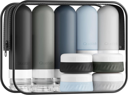 Quatish 15 Pack Travel Bottles Toiletries, Travel Size Containers, Black