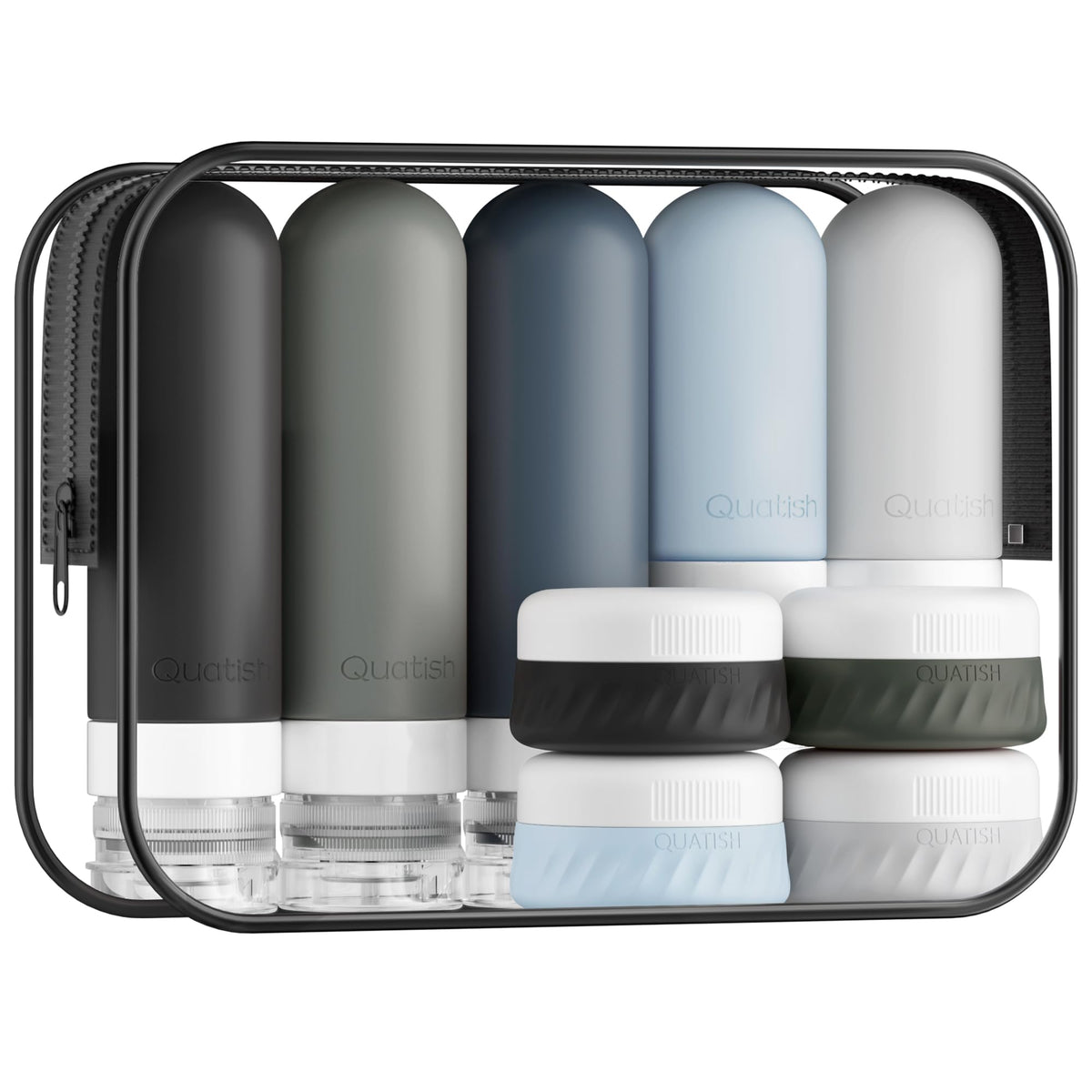 Quatish 15 Pack Travel Bottles Toiletries, Travel Size Containers, Black