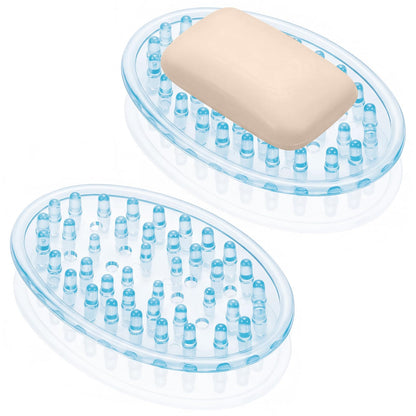 2 Pcs Soap Dish with Holes for Kitchen Bathroom, Clear
