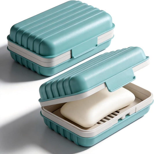 Doter Travel Soap Holder with Lid - Draining Soap Box for Shower -Compact Travel Soap Case Leak-Proof Design for Camping, Hiking, Gym & Outdoor Use | Keeps Soap Dry & Hygienic