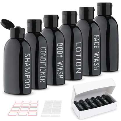 Travel Bottles for Toiletries 6 PCS 3.4oz Plastic Bottles Clear