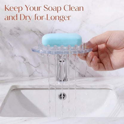 2 Pcs Soap Dish with Holes for Kitchen Bathroom, Clear