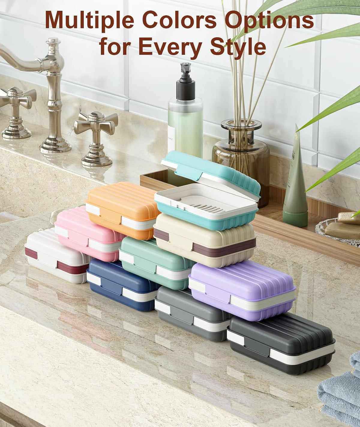 Quatish Leakproof Bar Soap Holder Dish with Lid for Shower, Portable 1 Pack Travel Soap Case Box for Gym, Camping, Hiking, Outdoor Use, Travel Size Toiletries Essentials, Keeps Soap Dry, Blue