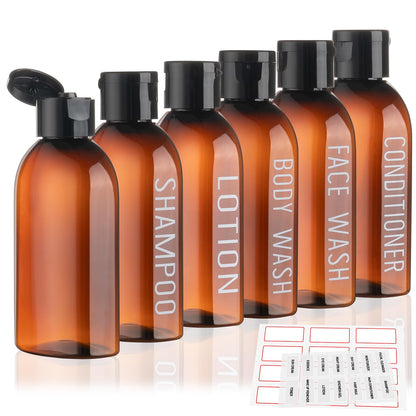 Travel Bottles for Toiletries 6 PCS 3.4oz Plastic Bottles Clear